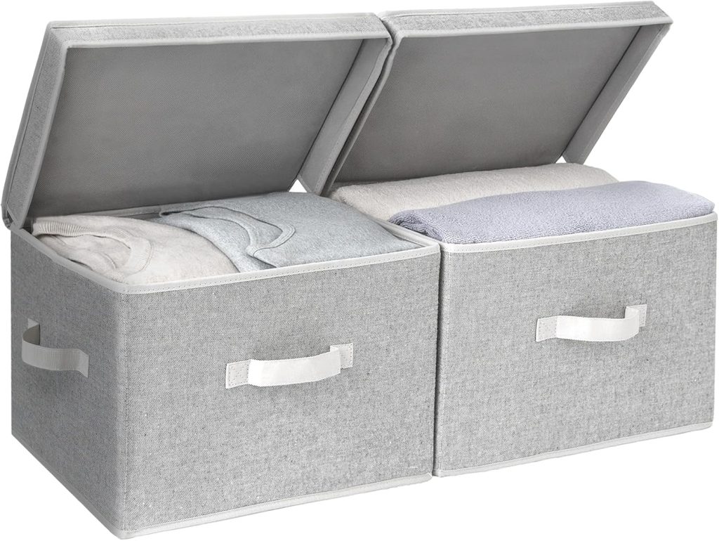 StorageWorks Fabric Storage Bins with Lids, Closet Storage Bins