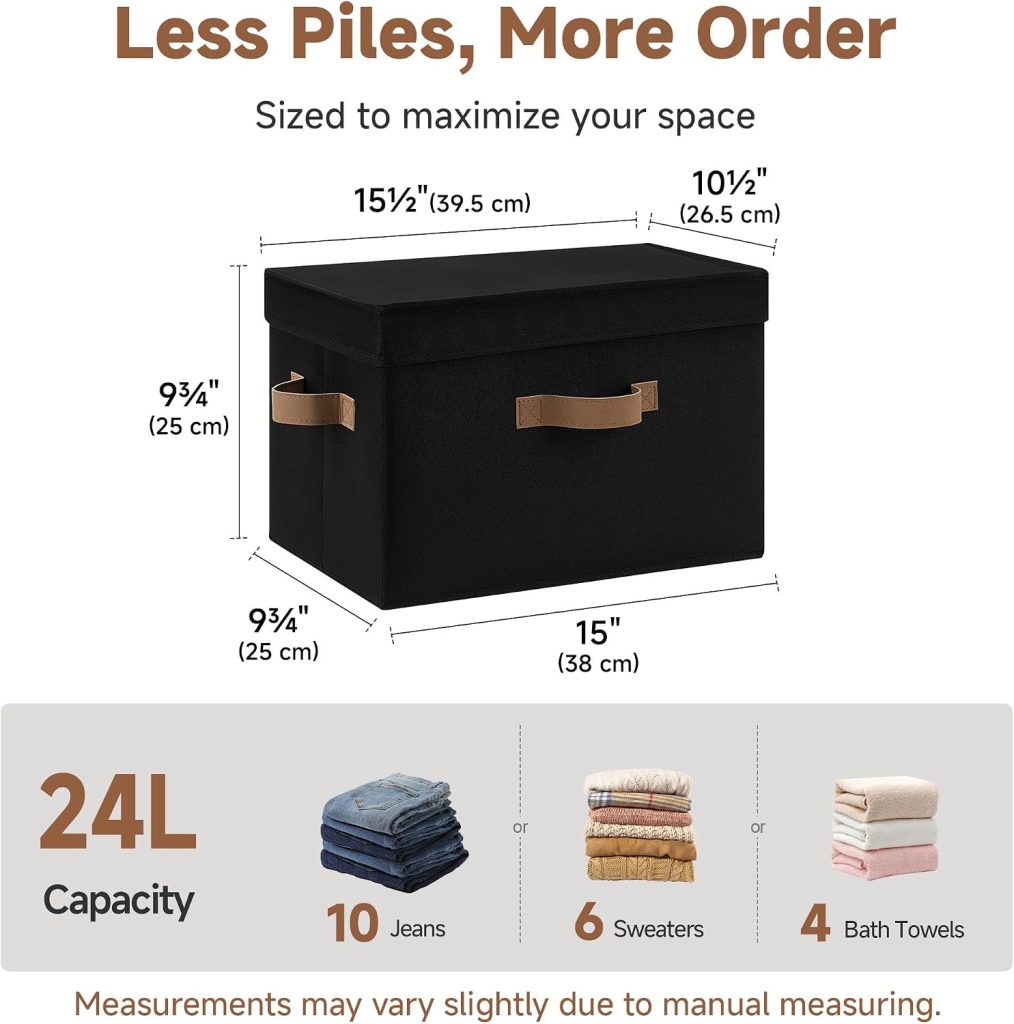 StorageWorks Fabric Storage Bins with Lids, Closet Storage Bins