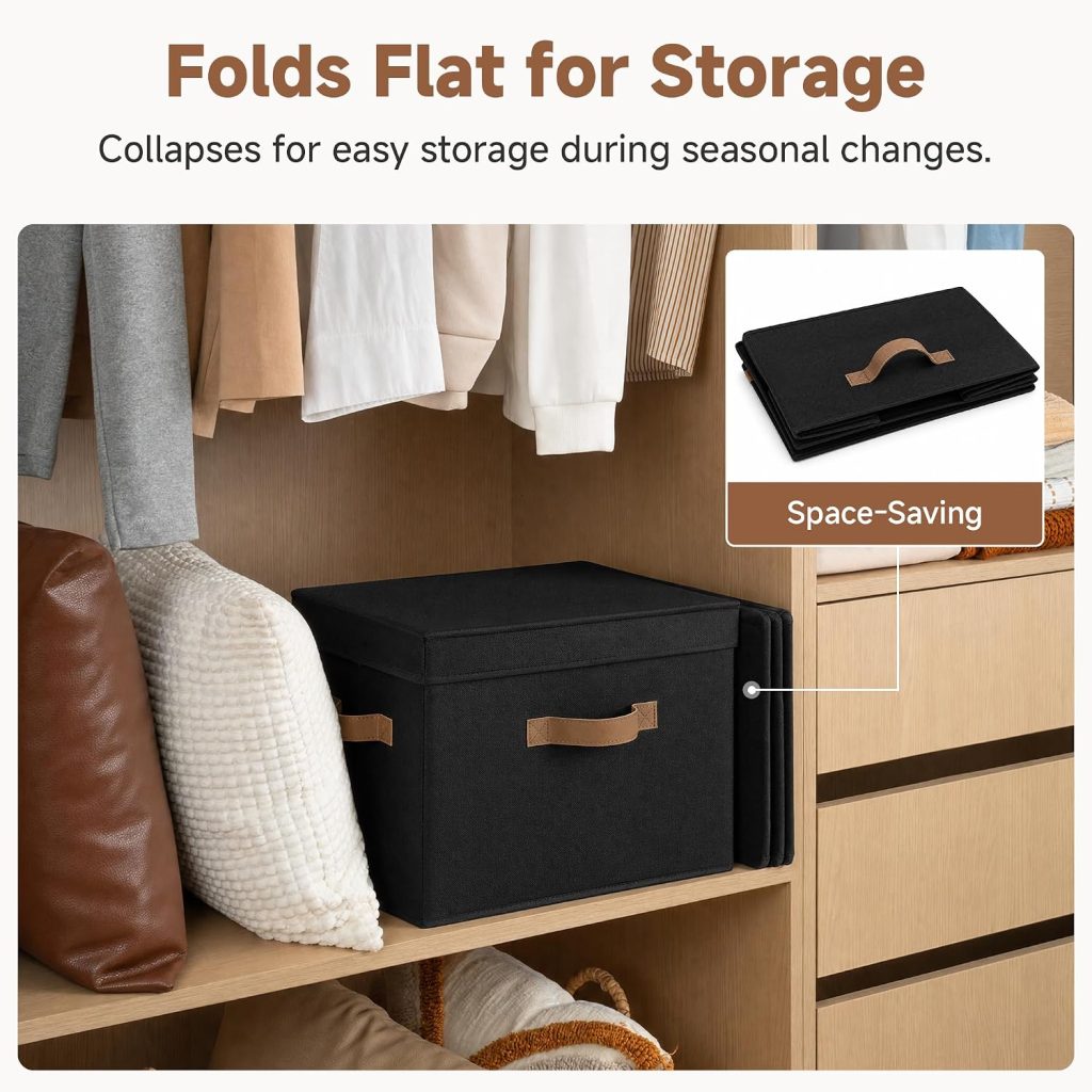 StorageWorks Fabric Storage Bins with Lids, Closet Storage Bins