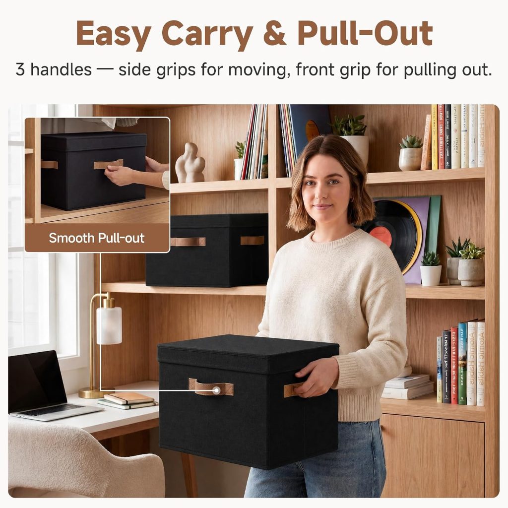 StorageWorks Fabric Storage Bins with Lids, Closet Storage Bins