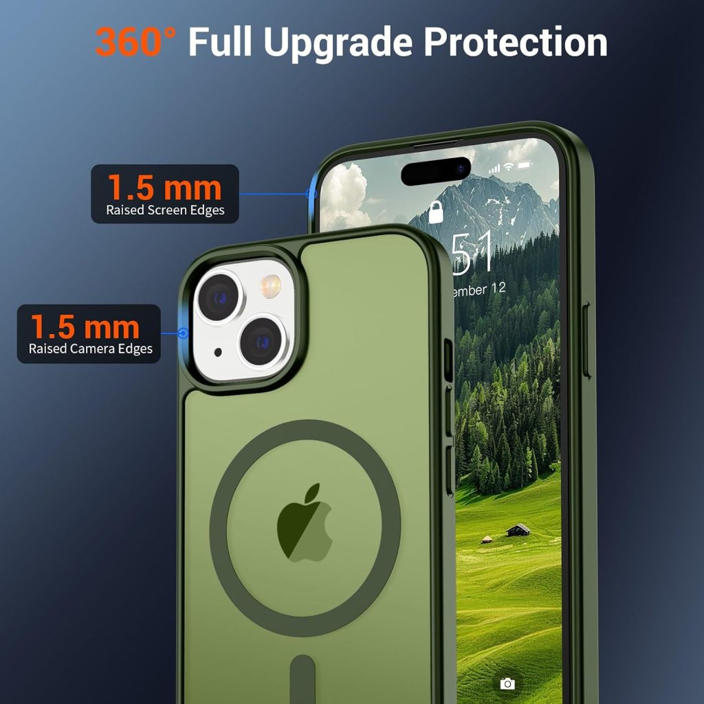 SUPFINE Magnetic for iPhone 15 Case Cangling Green