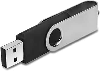 Swivel Design 16GB USB Flash Drive with Keychain, USB 2.0 Portable Thumb Drive Memory Stick, FAT32 Format Flashdrive for Data Storage, Photos, Music, Files (Black, 16 GB)