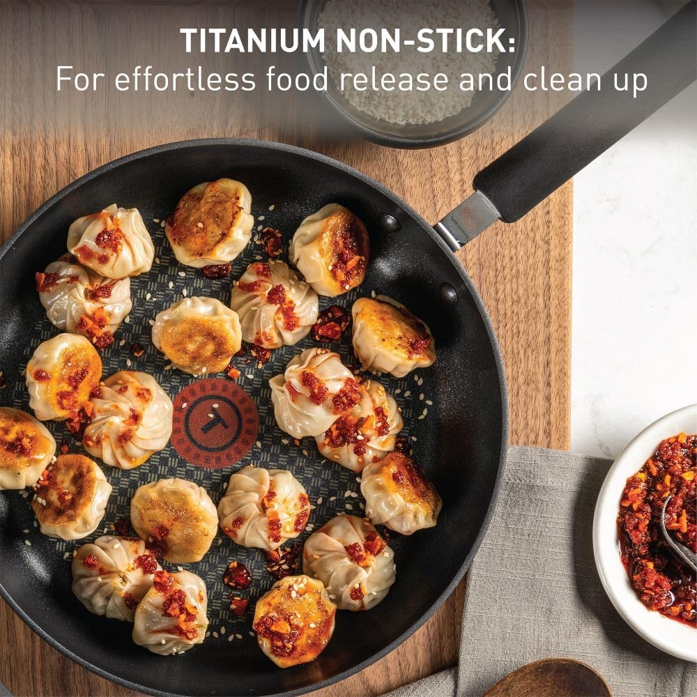 T-fal Ultimate Hard Anodized Nonstick Fry Pan Set, 2-Pack, 10,12 in, Onyx