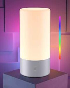 Table Lamp, (Advanced) Bedside Touch Control Lamp for Bedroom 3 Level Dimmable Warm White Lights with 256 RGB Color Mode Modern Deisgn Smart Nightstand Desktop LED Light Portable for Read