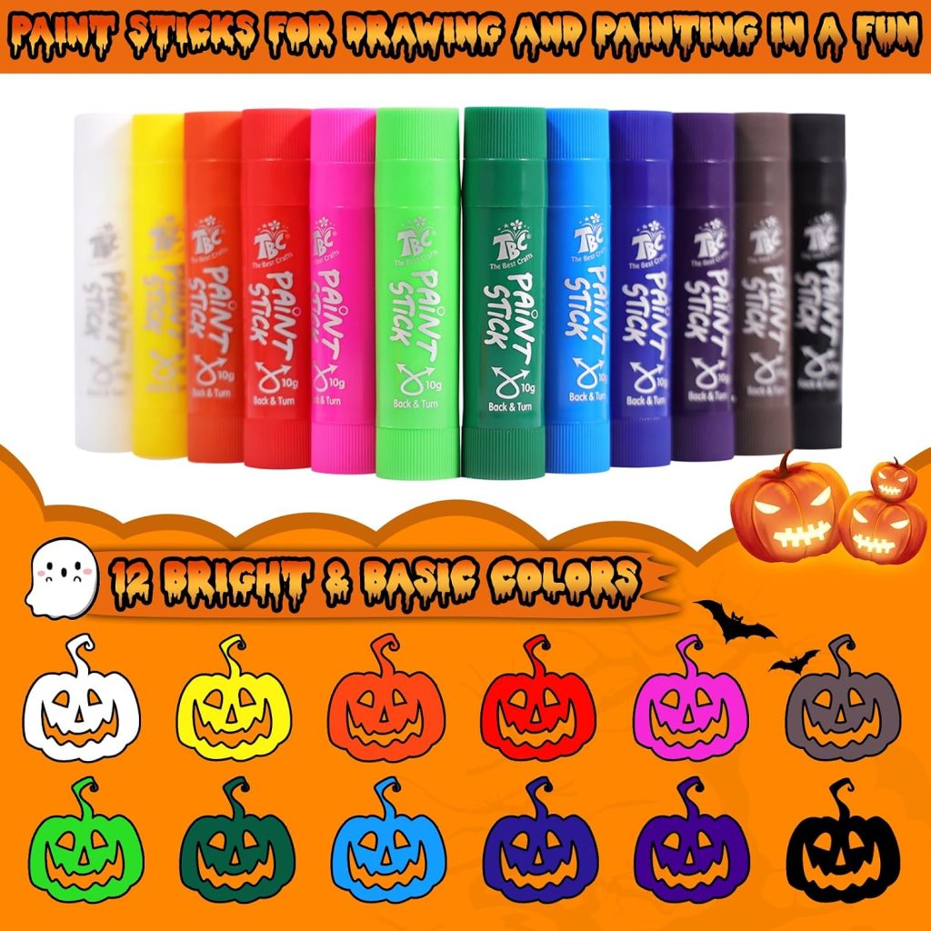 TBC The Best Crafts Paint Sticks for Kids Ages 2-8, 12 Classic Colors