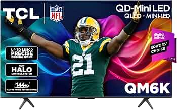 TCL 50 Inch QM6K Series QLED Mini LED 4K HDR Smart Google TV, 50QM6K, 144Hz
