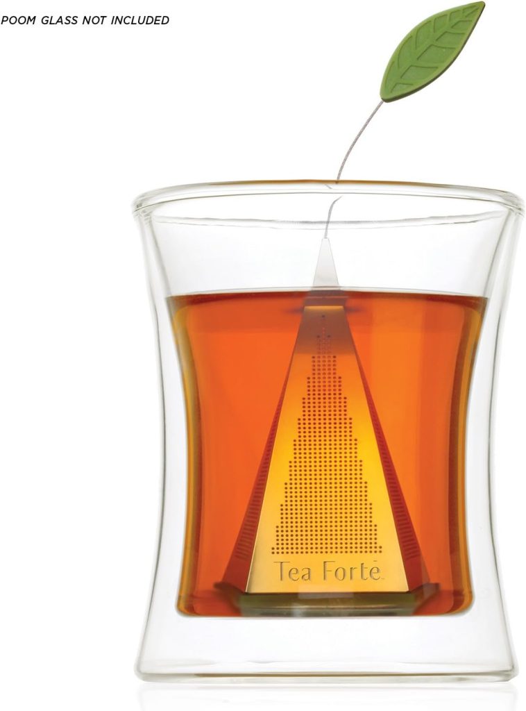 Tea Forte Loose Leaf Pyramid Tea Infuser, Stainless Steel Fine Mesh