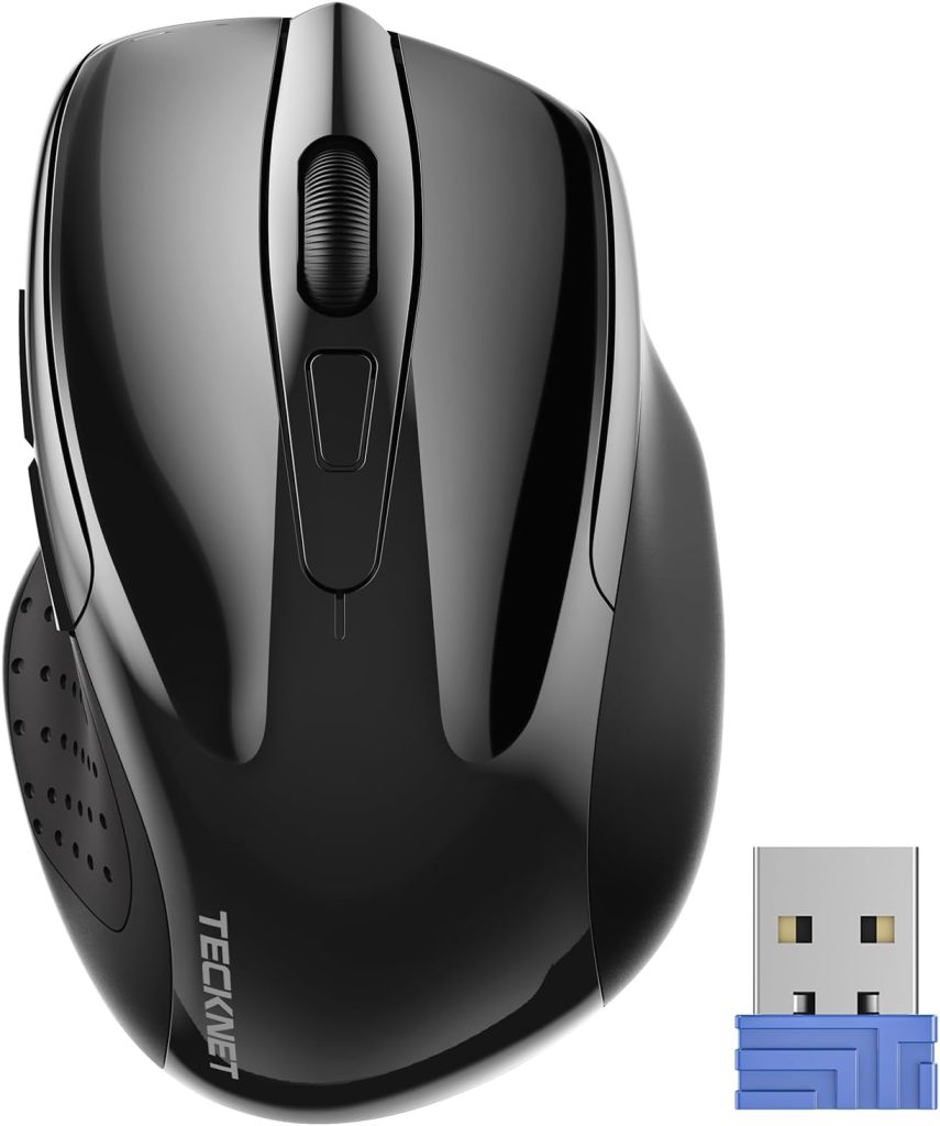 TECKNET Wireless Mouse, 2.4G Ergonomic Computer Mouse, 2600 DPI, Black