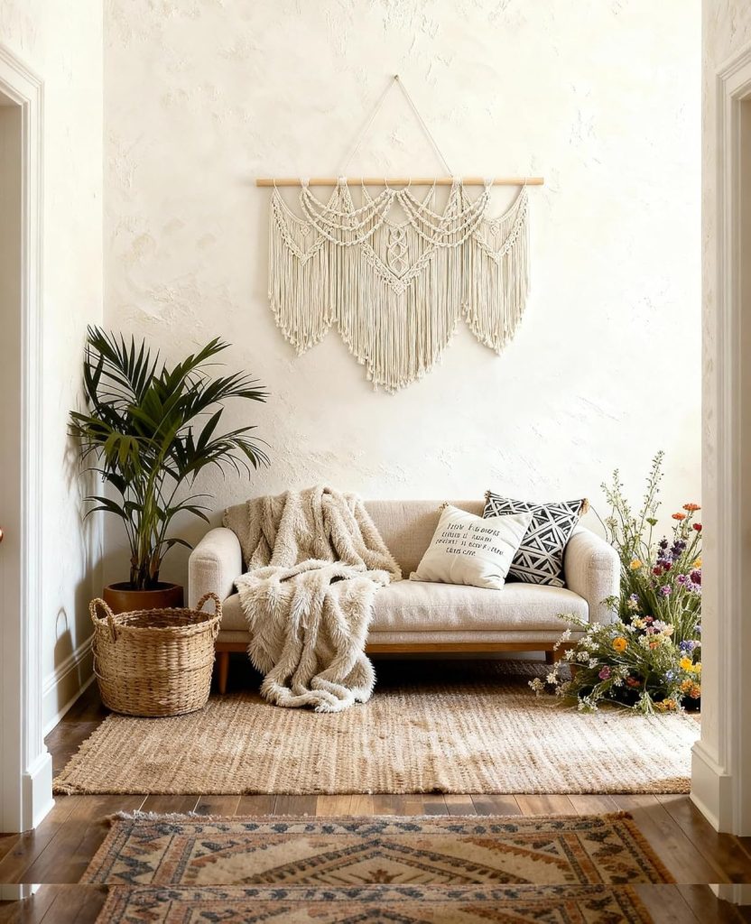 Tempospark Macrame Wall Hanging, 43″x32″ Boho Wall Tapestry, Large Wall Art for Bedroom, Living Room, Dining Room, Nursery, Gallery, Office (Tassel)
