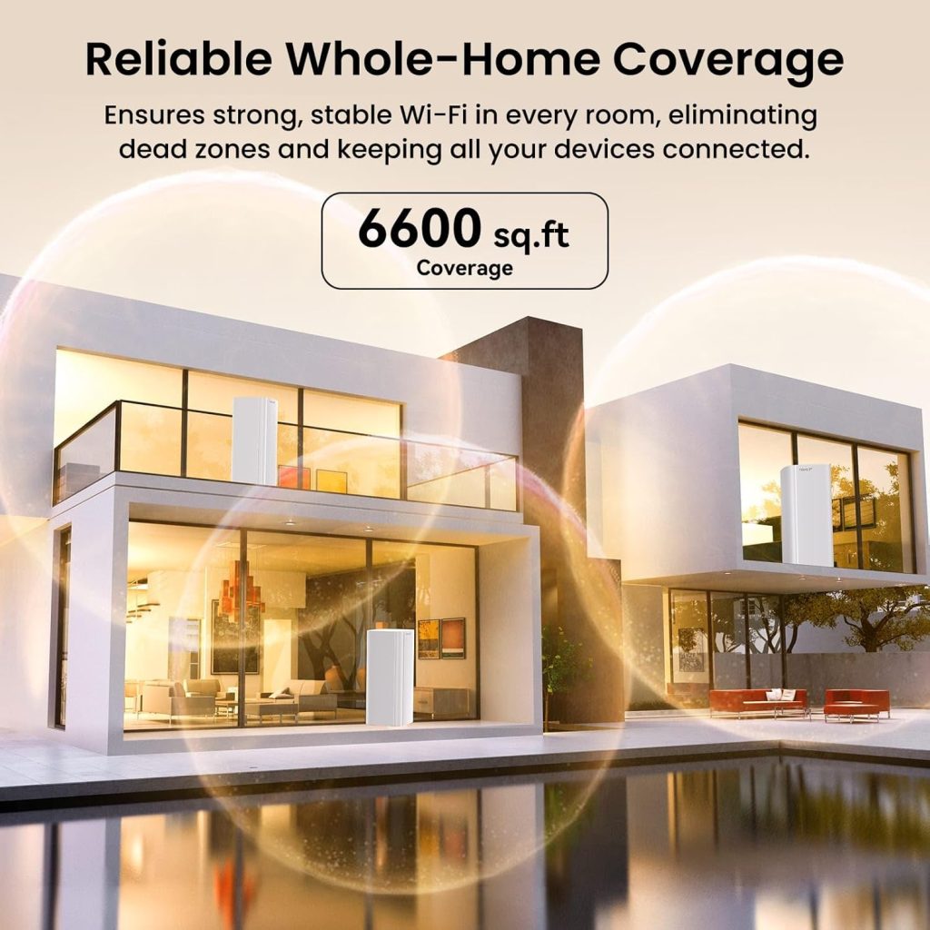 Tenda WiFi 7 Mesh System BE3600 – Dual Band Mesh WiFi System for Home, Covers Up to 6,600 Sq. Ft., Mesh Network with 1×2.5G, 2×1G Ports, Supports 160+ Devices, MLO, VPN, 4K QAM, ME3 Pro (3-Pack)