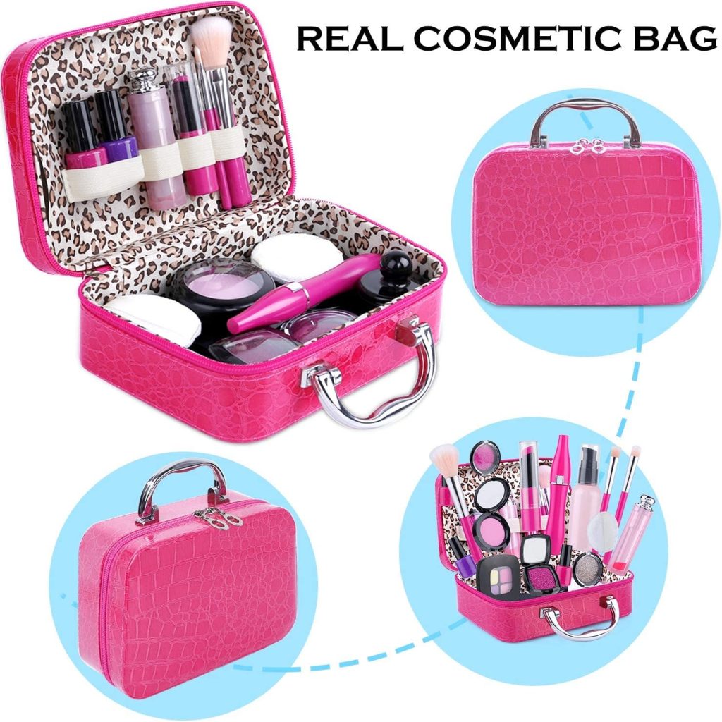 TEPSMIGO Pretend Makeup Kit for Girls, Kids Pretend Play Makeup Set – with Cosmetic Bag for Birthday Christmas, Toy Makeup Set for Little Girls Age 3+(Not Real Makeup)