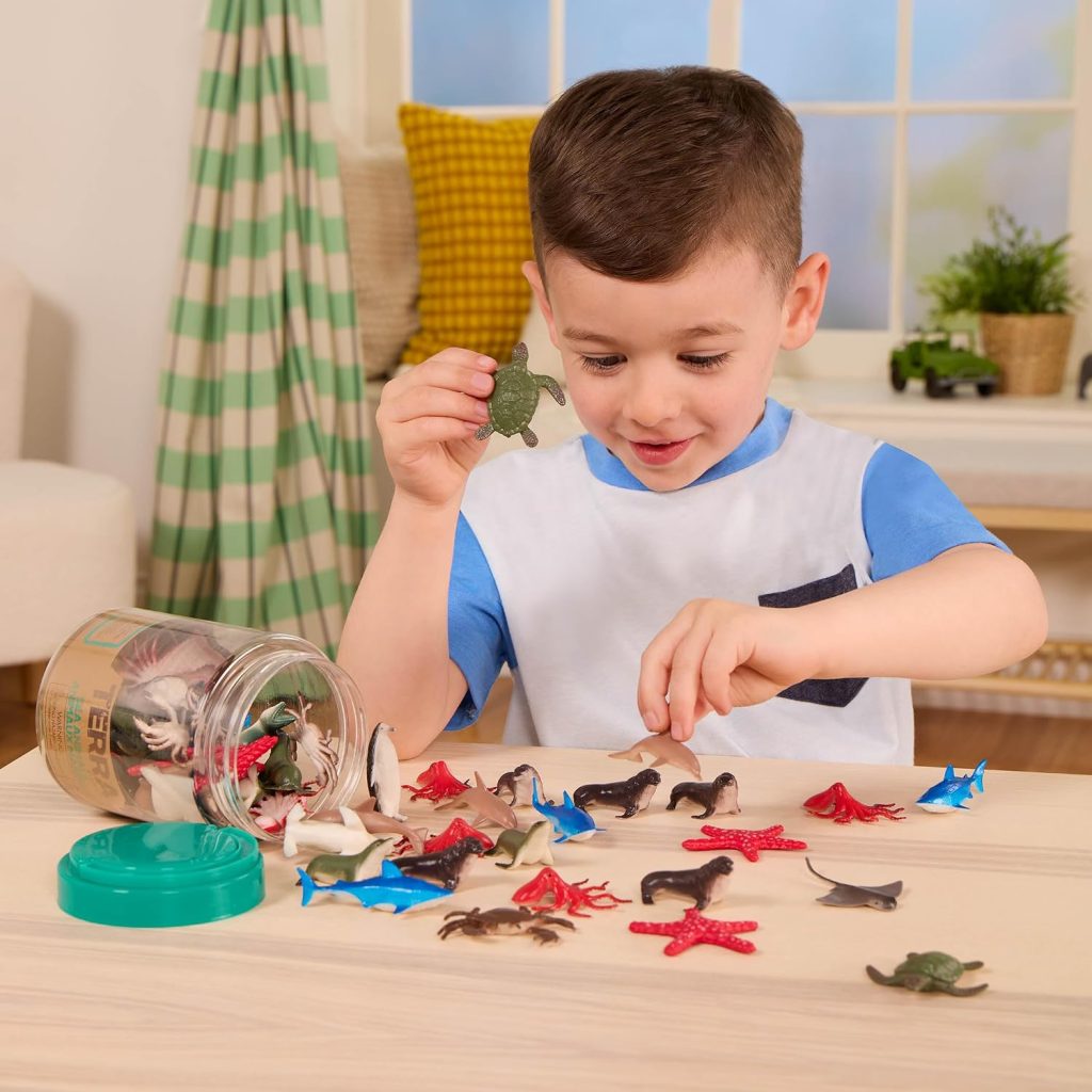 Terra by Battat Sea Animal Toys in Tube, 60 Ocean Animal Figures, Animals