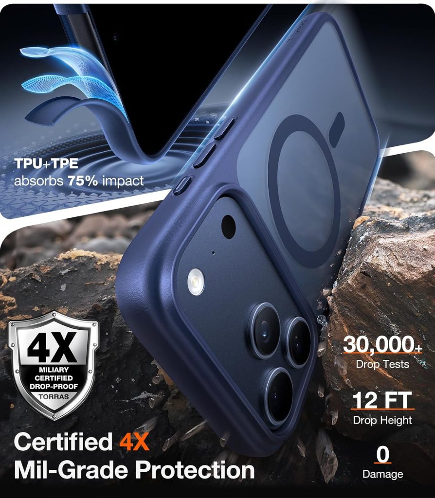 TORRAS Stronger Magnetic & Shockproof for iPhone 17 Pro Max Case Deep Blue