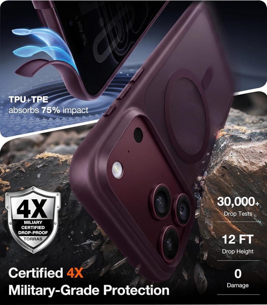 TORRAS Stronger Magnetic & Shockproof for iPhone 18 Pro Max Case Burgundy