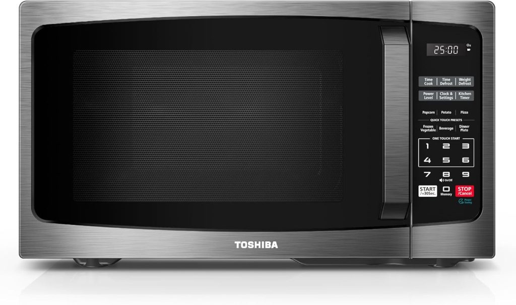 TOSHIBA Microwave Oven, 0.9 Cu.Ft, 900W, Black Stainless Steel