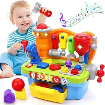 Toys for 1 Year Old Boy, Musical Toy Tool Bench, 1 2 3 Years old Boy Gifts
