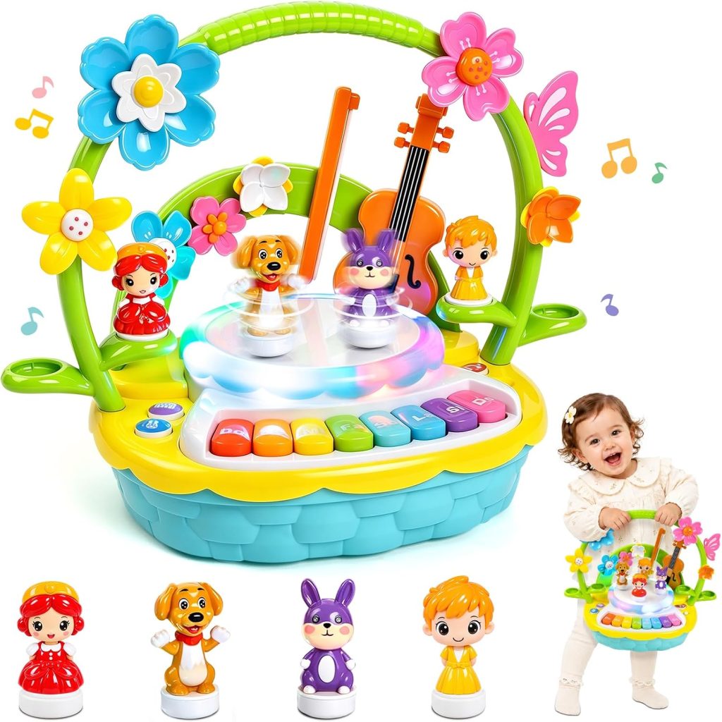 Toys for 2 Year Old Girls, Toddler Musical Toy with Rotating Animal Stage
