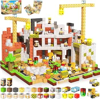 ToyUnited 200PCS Light Up Magnetic Blocks – Magnet Building Blocks, Stacking Magent Cubes Construction Theme, STEM Montessori Sensory Educational Birthday Gifts Toys for Kids Boys Girls Ages 3-12