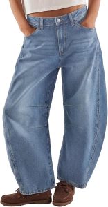 Trendy Queen Women’s High-Waisted Barrel Jeans – IcelandBlue
