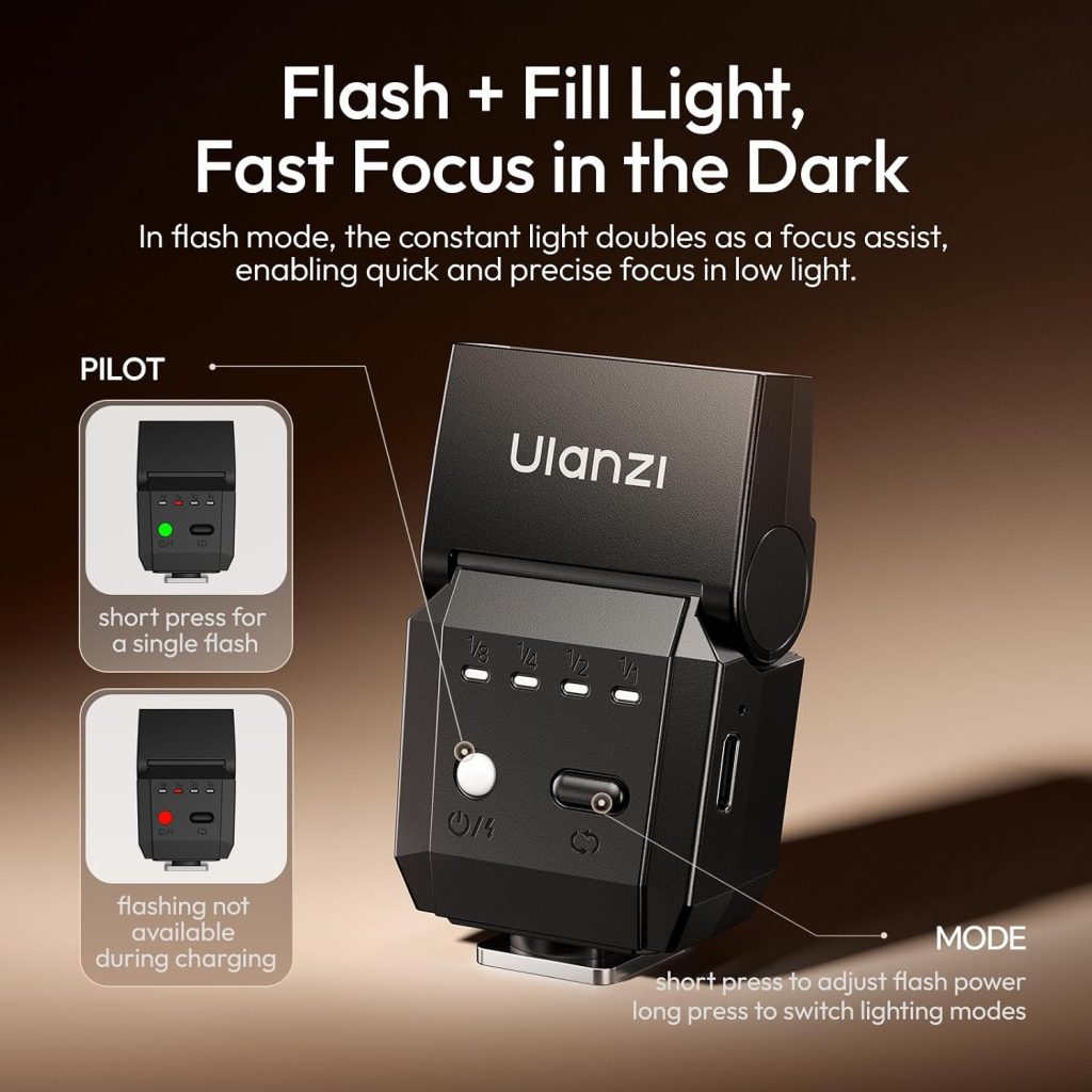 ULANZI SL03 Camera Mini Flash, Speedlite Video Light GN8 6500K for DSLR