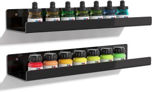 upsimples 2 Pcs 15″ Acrylic Shelves for Wall Organize and Display, Black