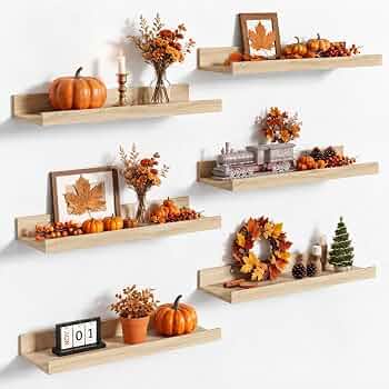 upsimples Floating Shelves for Wall Decor Storage, Natural, 6Pcs, 15.7”