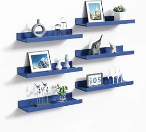 upsimples Floating Shelves for Wall Decor Storage, Navy Blue, 6Pcs, 15.7”