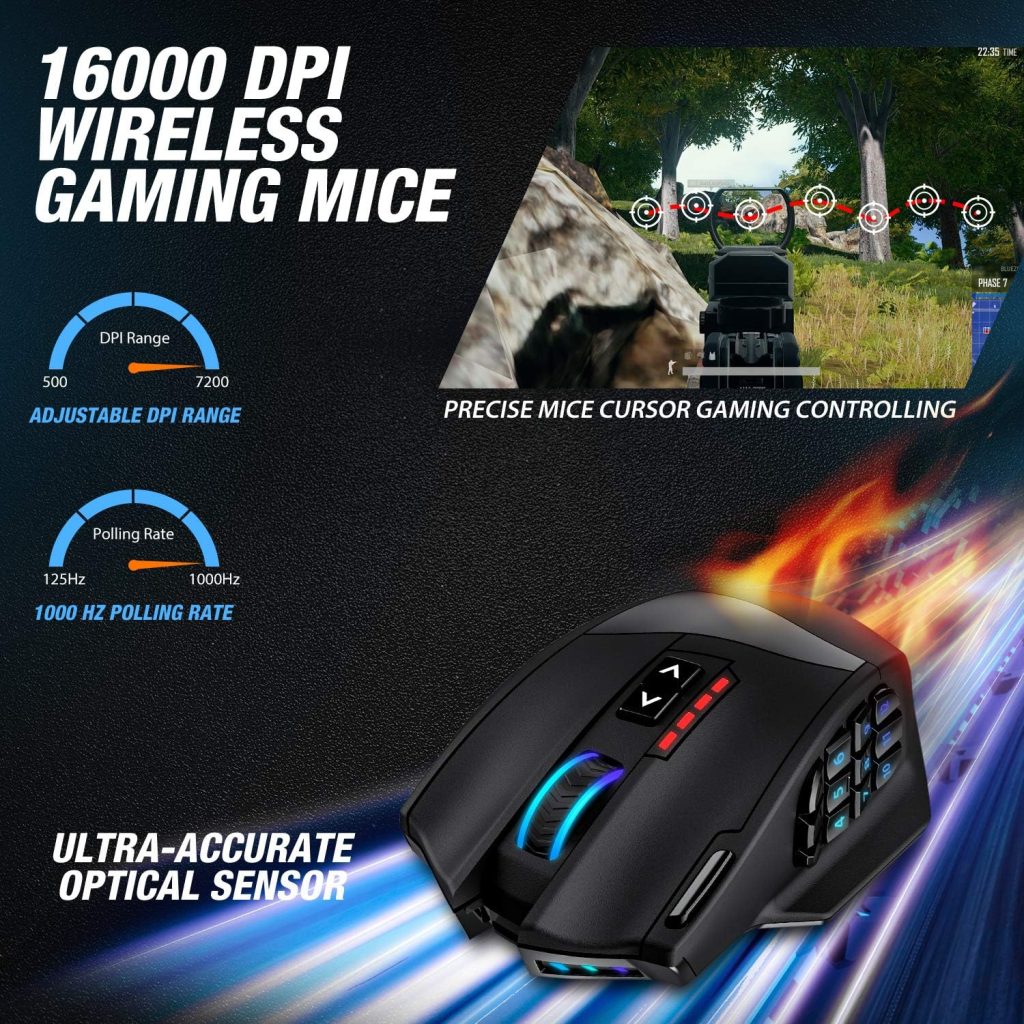 UtechSmart Venus Pro Wireless MMO Gaming Mouse – 16000 DPI RGB