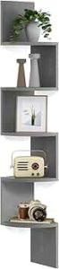 VASAGLE Corner Shelf Wall Mount, 5-Tier Floating Corner Bookshelf