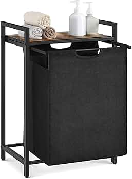 VASAGLE Laundry Hamper with Shelf, 1 Pull-Out Bag, 17.2 Gallons (65L)