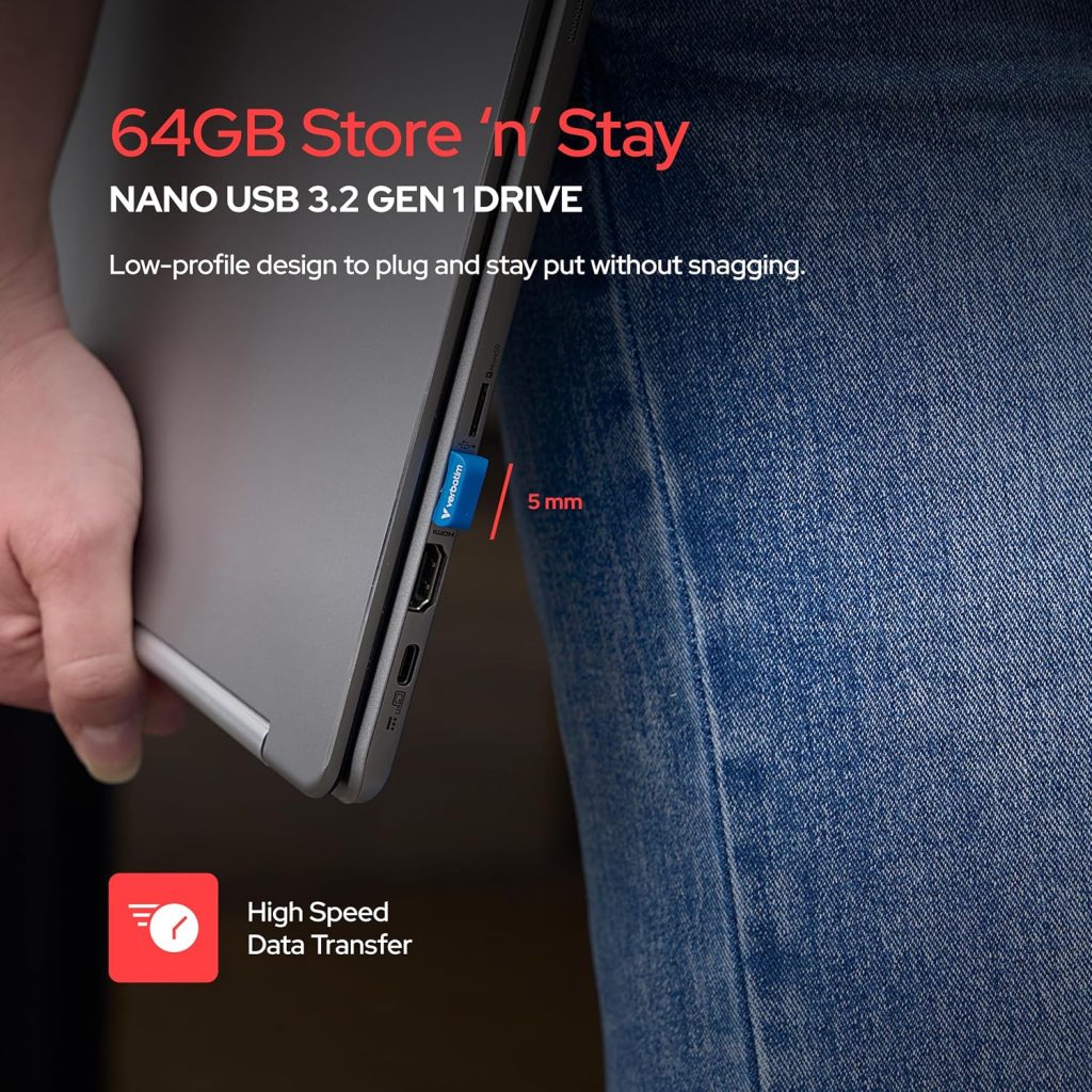 Verbatim 64GB USB Drive Store ‘n’ Stay Nano USB 3.2 Gen 1 Flash Drive