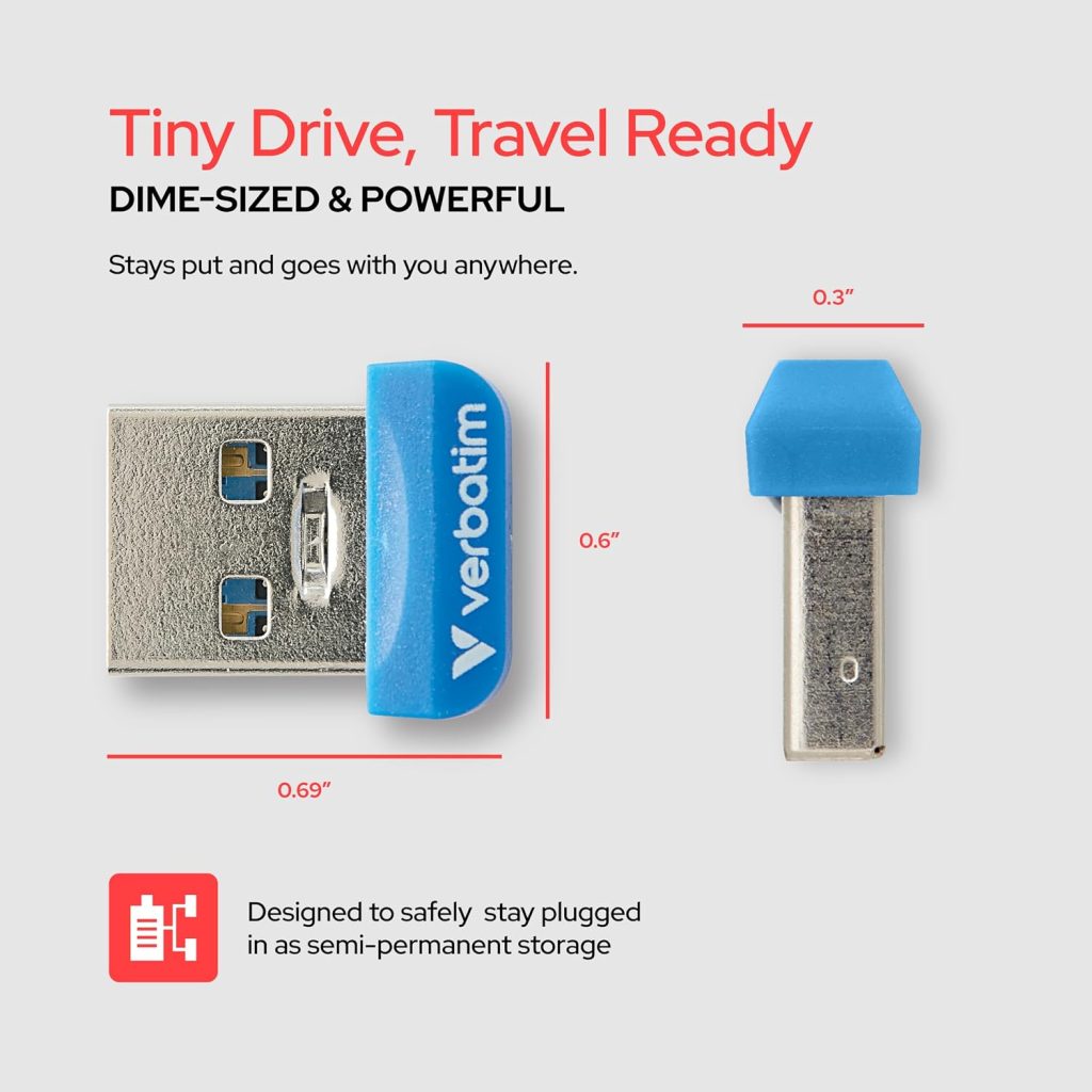 Verbatim 64GB USB Drive Store ‘n’ Stay Nano USB 3.2 Gen 1 Flash Drive