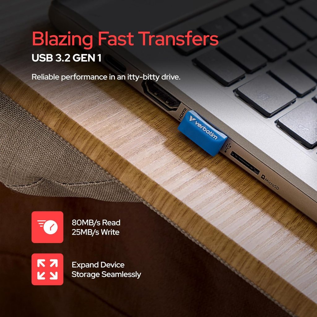 Verbatim 64GB USB Drive Store ‘n’ Stay Nano USB 3.2 Gen 1 Flash Drive