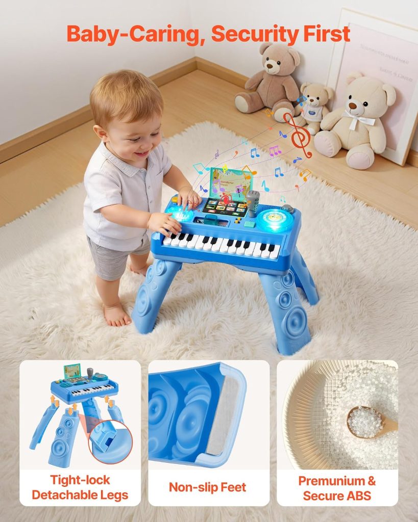 VEVOR Baby DJ Playset for Toddlers 6-18 Months, Educational Musical Table Toys with 133 Sound Sources, Recording and LED DJ Turntable, Baby Activity Table for Birthday, for Kids Aged 6-18 Months