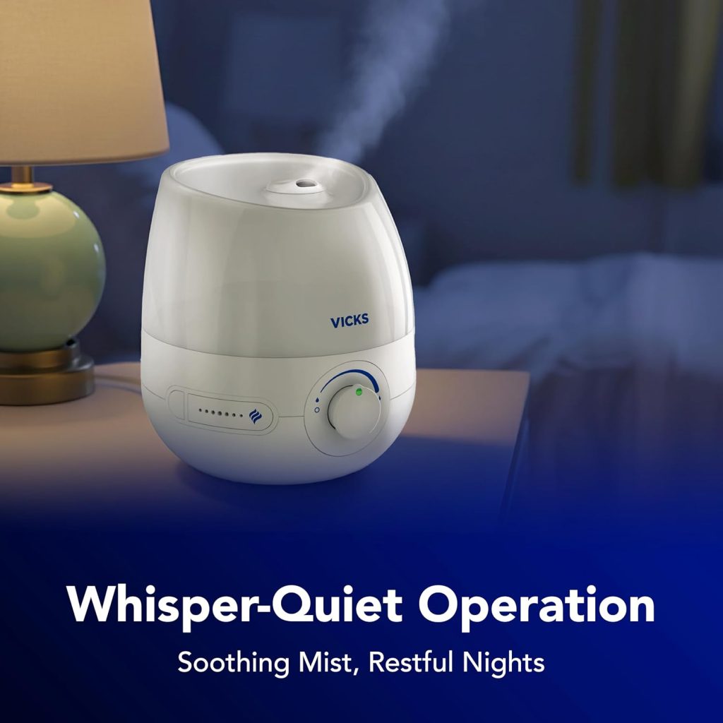 Vicks Mini Filter Free Cool Mist Humidifier for Small Rooms, 0.5 Gal Tank