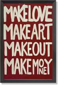 Vintage Inspirational Positive Poster Affirming Canvas Wall Art Make Love Make Art Make Out Make Money Quote Prints Painting For Living Room Bedroom Apartment Wall Decor 8x10in black Framed