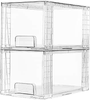 Vtopmart 2 Pack Large Stackable Storage Drawers, Clear
