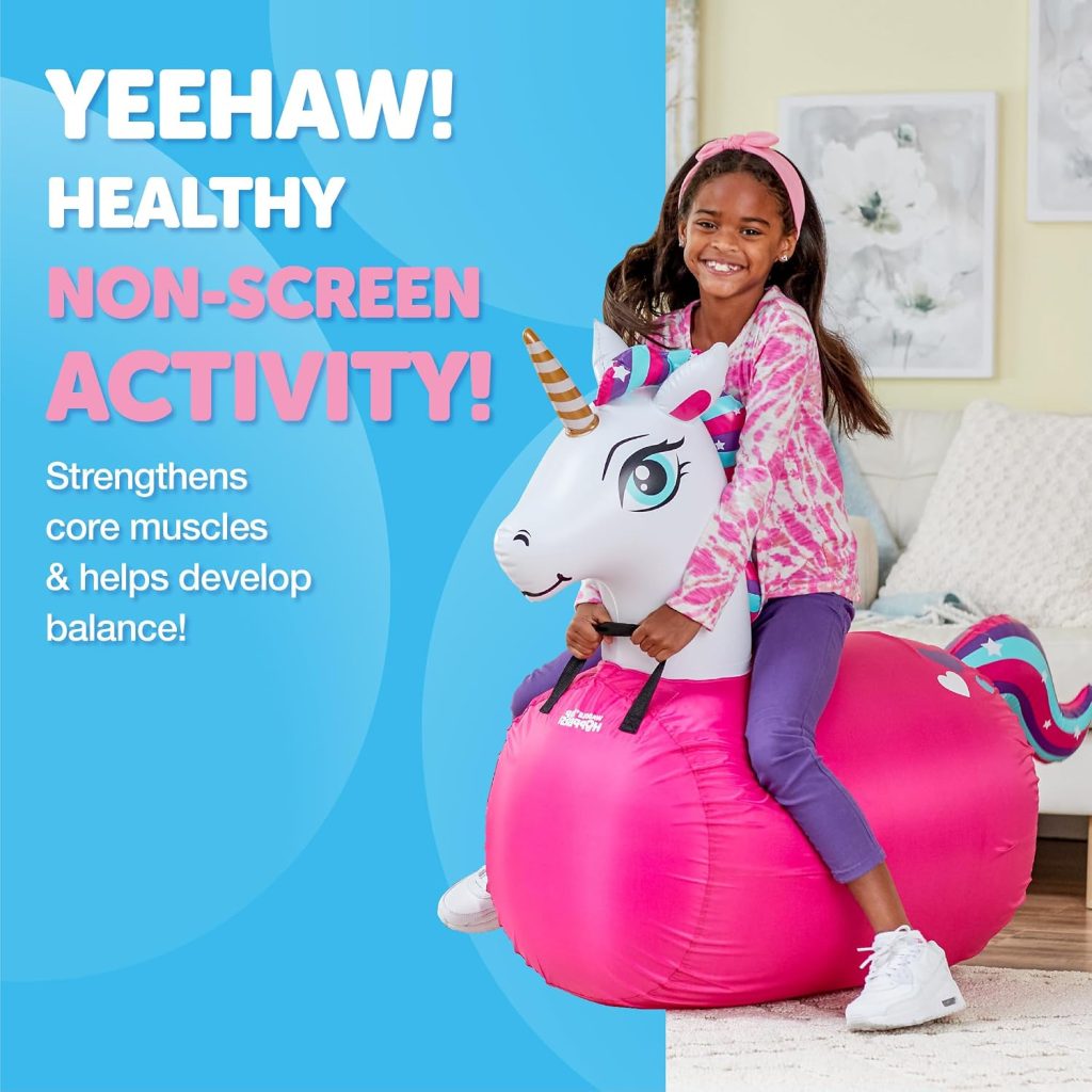 Waddle Large Inflatable Bouncy Hopper – Ride On, Indoor, Outdoor Toys, Bouncy Horse, Toys for Girls and Boys, Durable, Unicorn Toys for Girls, Kids, Adult Toys, Up to 250lbs, Ages 5 and Up (Unicorn)