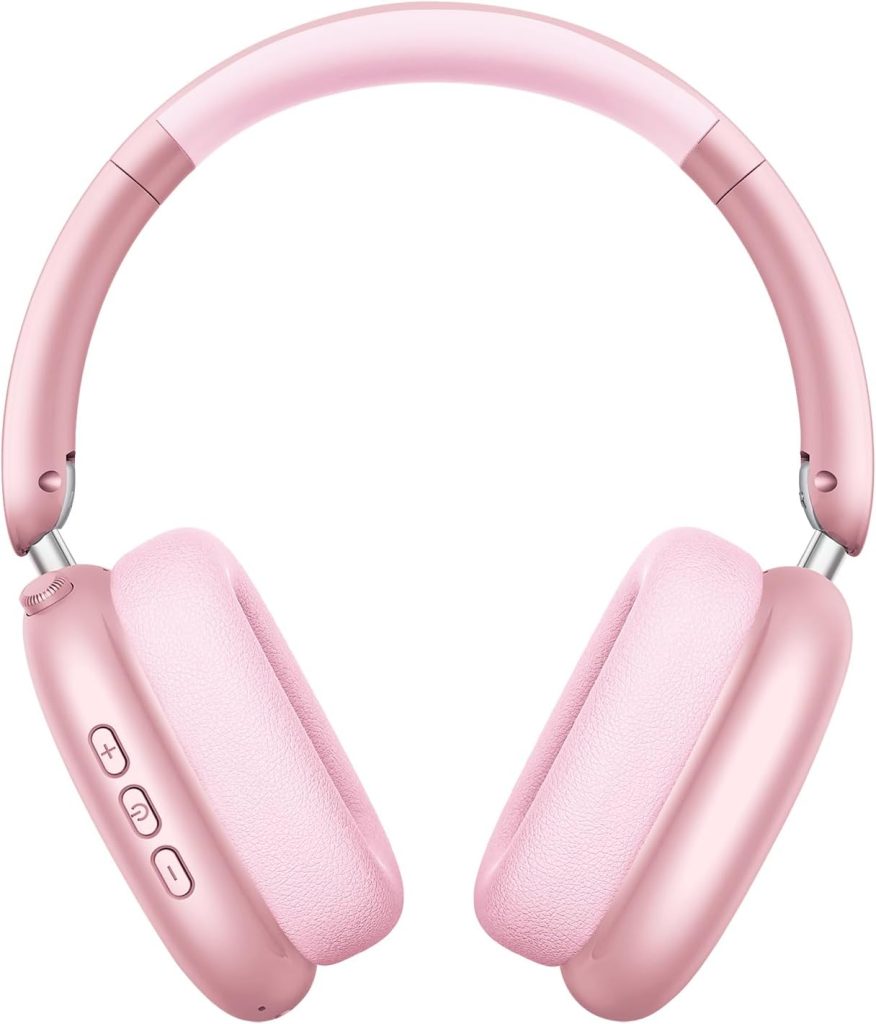 Wentronic Y01 Wireless Noise Canceling Headphones Bluetooth 5.3 Over Ear Headphones with Microphone, Hi-Res Audio, 48H Playtime, Foldable Comfortable Earpads,Compatible with iOS,Android,PC, Light Pink