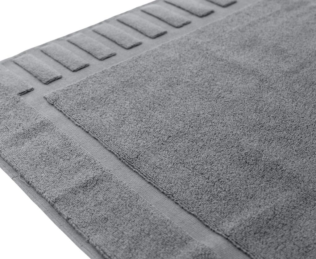 White Classic Luxury Bath Mat Floor Towel Set – Absorbent Cotton Hotel Spa Shower/Bathtub Mats [Not a Bathroom Rug] 22″x34″ | 2 Pack | Gray/White
