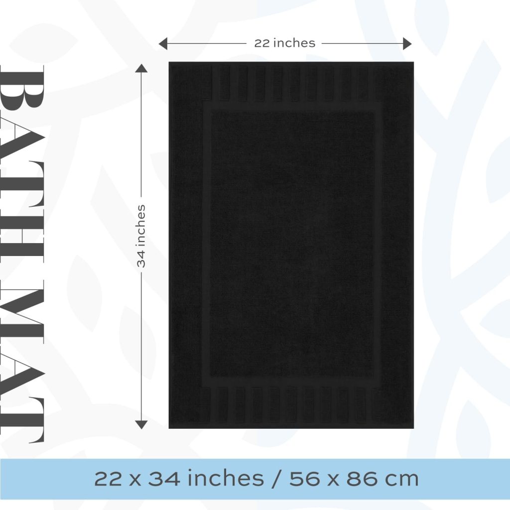 White Classic Luxury Black Bath Mats 22×34, 2 Pack, (Not a Bathroom Rug)