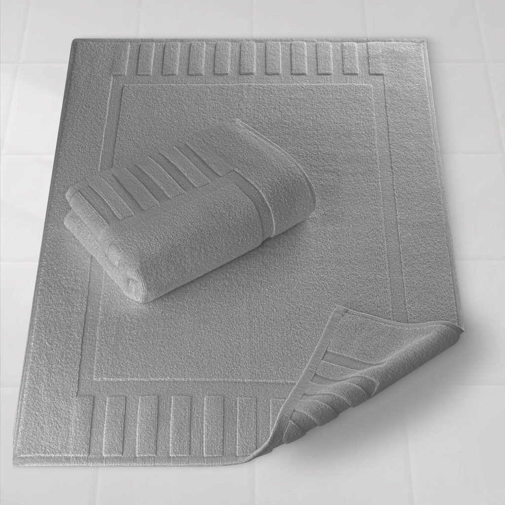White Classic Luxury Light Gray Bath Mat 22×34, 2 Pack Not a Bathroom Rug