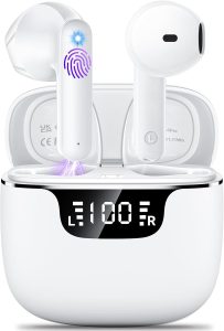 Wireless Earbuds, Bluetooth 5.4 Headphones with 42H Ultralight Ear Buds,Bluetooth Earbuds with 4 ENC Noise Cancelling Mics, HiFi Deep Bass Dual LED Display USB-C, Waterproof Earphones for Android iOS