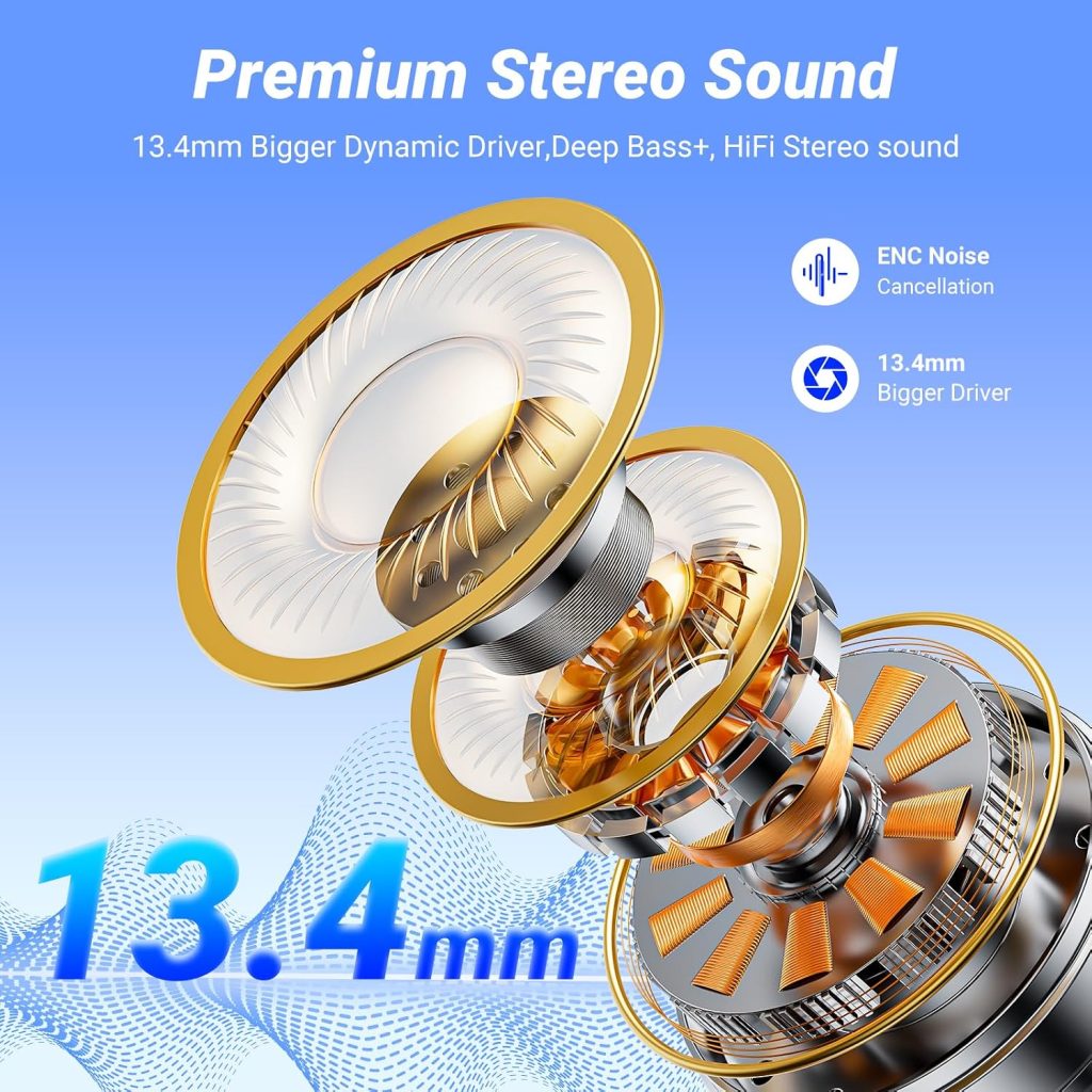 Wireless Earbuds, Bluetooth 5.4 ear buds with 4 ENC Noise Cancelling Mics, Bluetooth Earbuds with 48H Playtime, IPX7 Waterproof Workout earbuds, Red headphones HiFi Sound LED Display for iOS Android