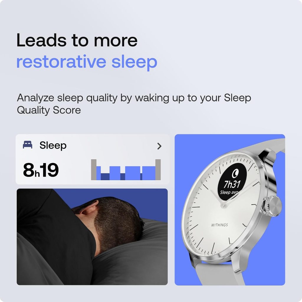 Withings ScanWatch Light – Hybrid Smartwatch, 24/7 Heart Monitoring, Activity Tracking, Cycle Tracking, Sleep Monitoring, Connected GPS, 30-Day Battery Life, Android & Apple Compatible, HSA/FSA