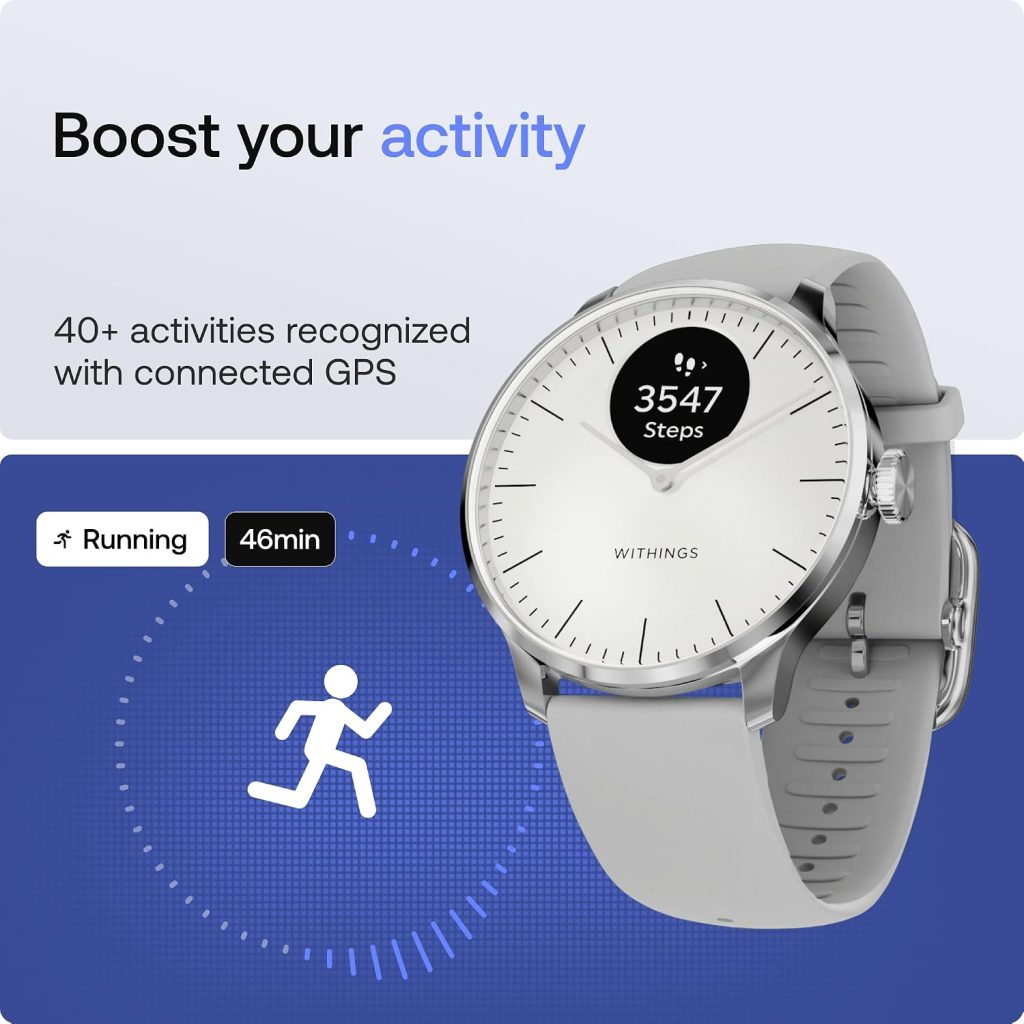 Withings ScanWatch Light – Hybrid Smartwatch, 24/7 Heart Monitoring, Activity Tracking, Cycle Tracking, Sleep Monitoring, Connected GPS, 30-Day Battery Life, Android & Apple Compatible, HSA/FSA