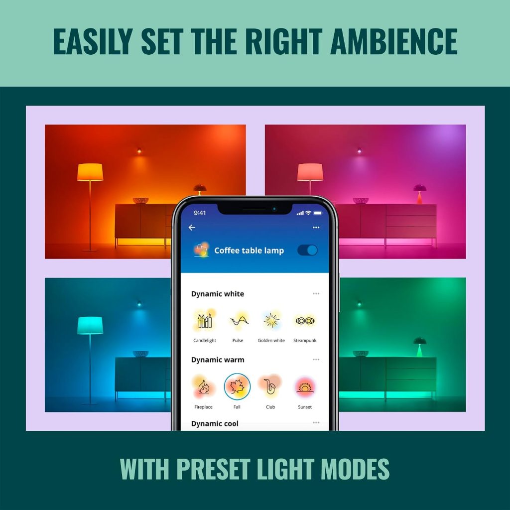 WiZ 65W BR30 Color LED Smart Bulb – Pack of 6 – E26- Indoor – Connects to Your Existing Wi-Fi – Control with Voice or App + Activate with Motion – Matter Compatible