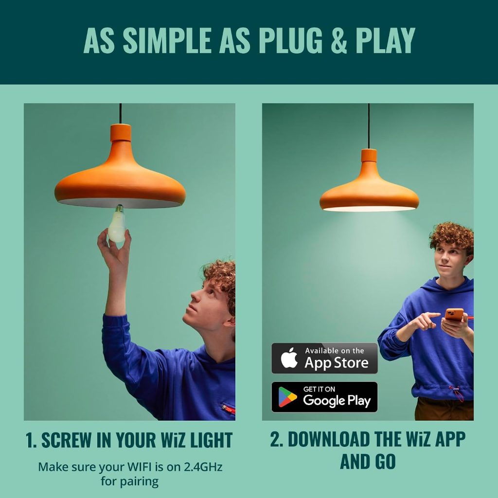 WiZ 65W BR30 Color LED Smart Bulb – Pack of 6 – E26- Indoor – Connects to Your Existing Wi-Fi – Control with Voice or App + Activate with Motion – Matter Compatible