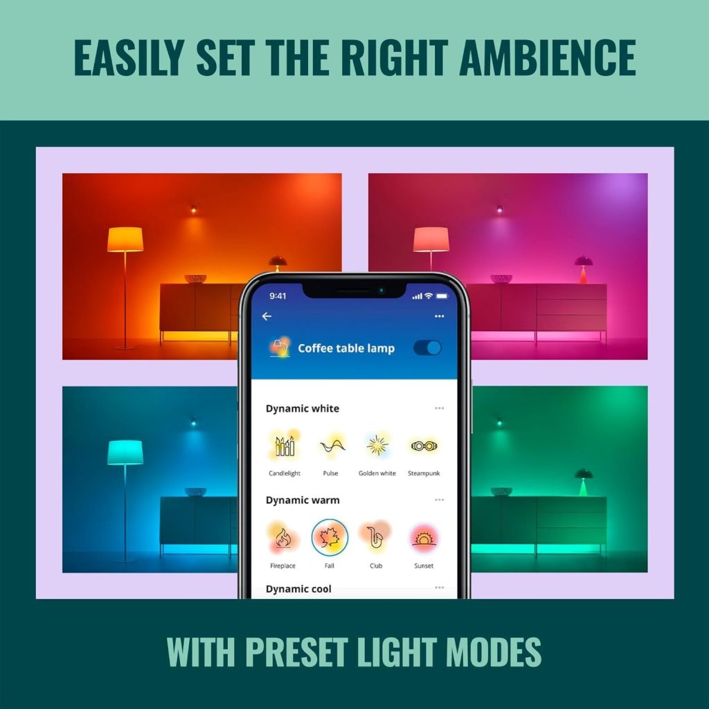 WiZ LED Smart Light Bulbs, Sunset to Sunrise Automation + Motion Detection + Control with Voice or App, Full Color A19 60W 800LM E26 Indoor, Matter Compatible – 3 Pack