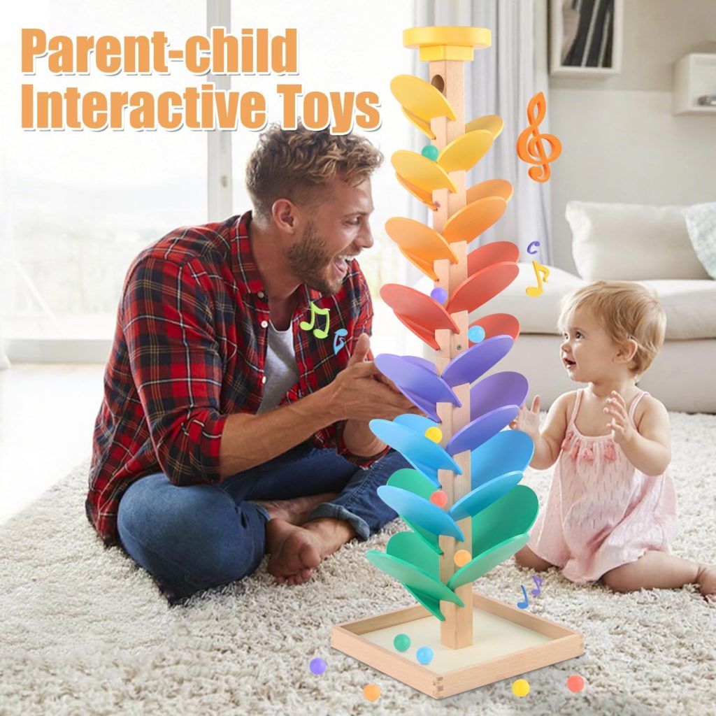 Wooden Marble Run for 4-8 Music Tree Montessori Color Sorting Toys 3-5
